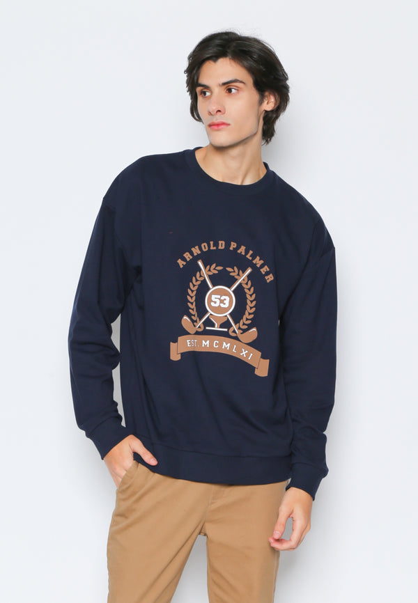 Navy Sweatshirt With Foam Print
