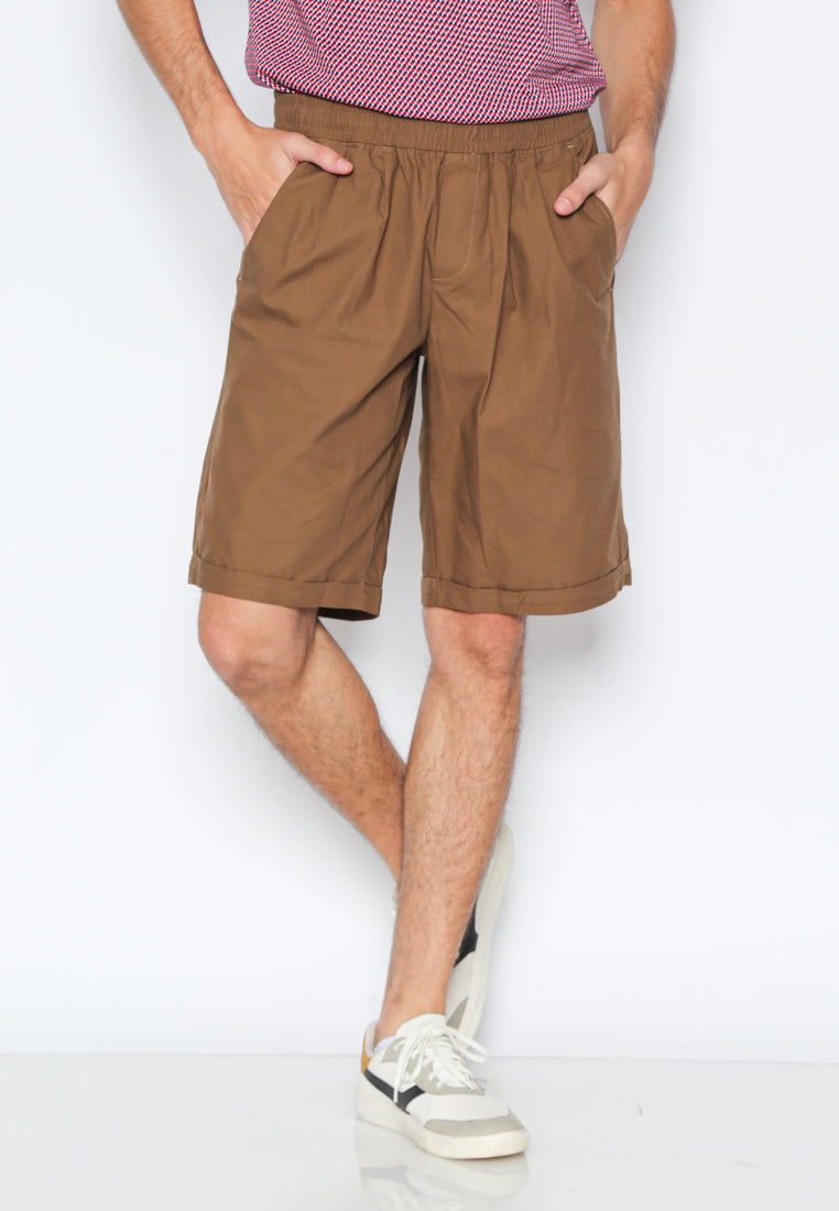 Brown Pleats Short Pants